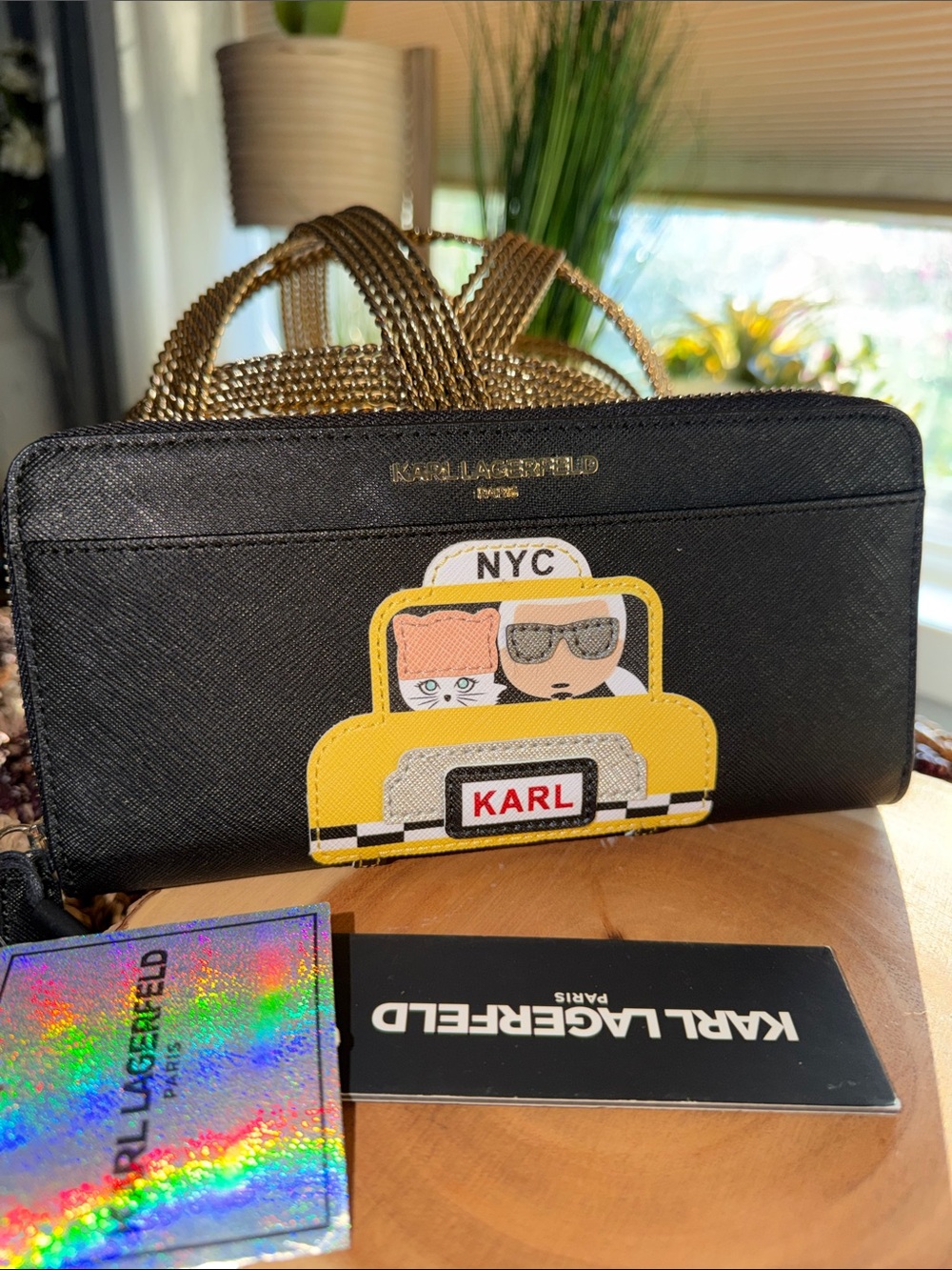 Karl Lagerfeld Paris NYC Taxi Wallet Karl Choupette Black Yellow NWT $118